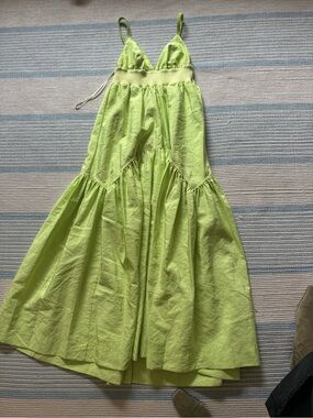 A.L.C. Lime Green Tiered Spaghetti-Strap Maxi Dress